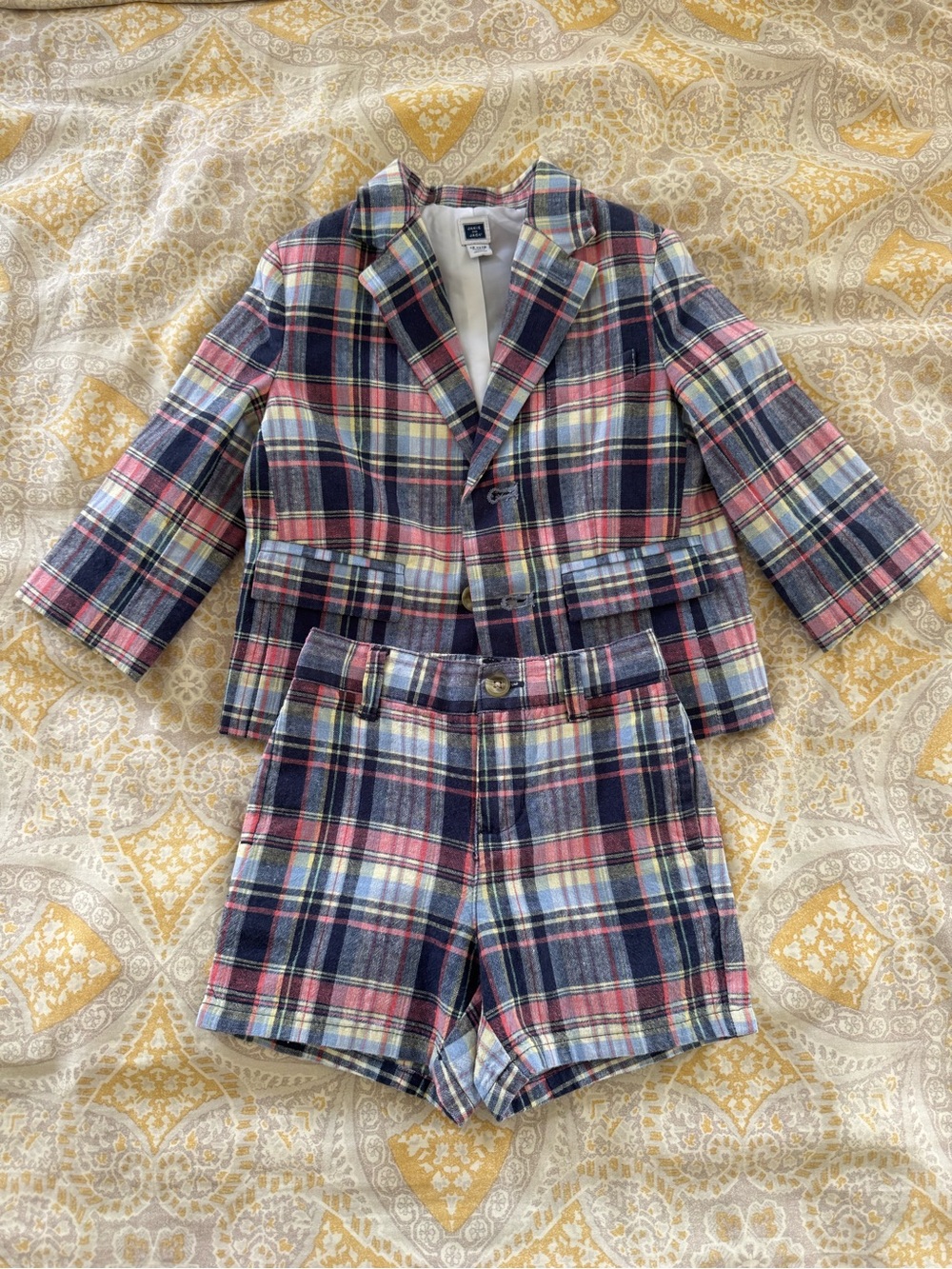 Janie and Jack Navy Plaid Blazer and Shorts set